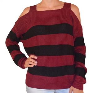 Hooked Up Cold Shoulder Sweater